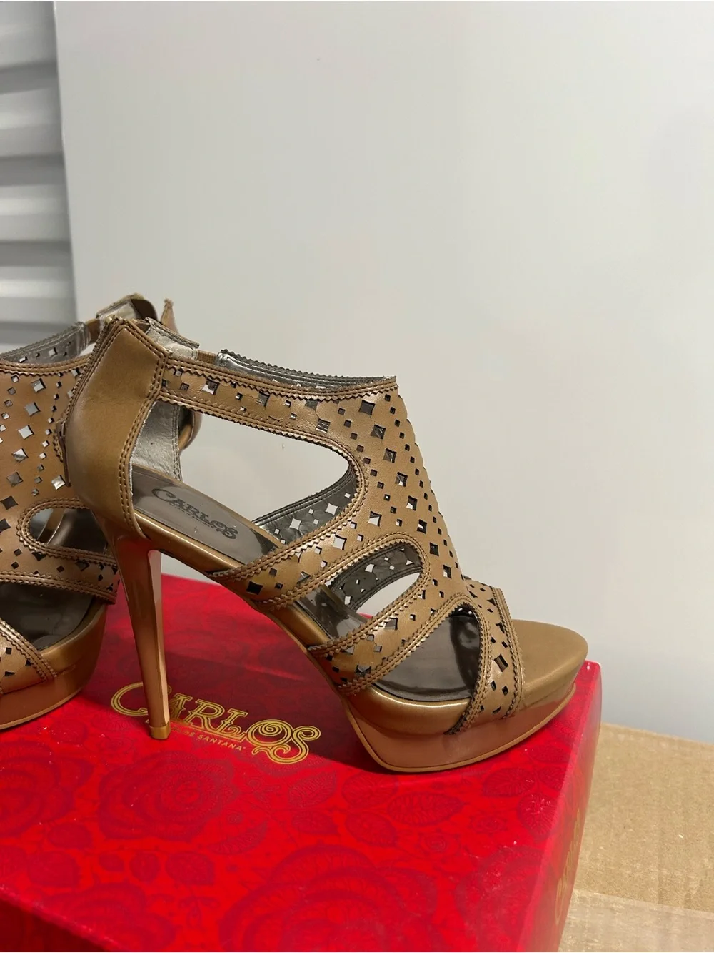 Carlos Santana Brown Laser-Cut Platform Sandals